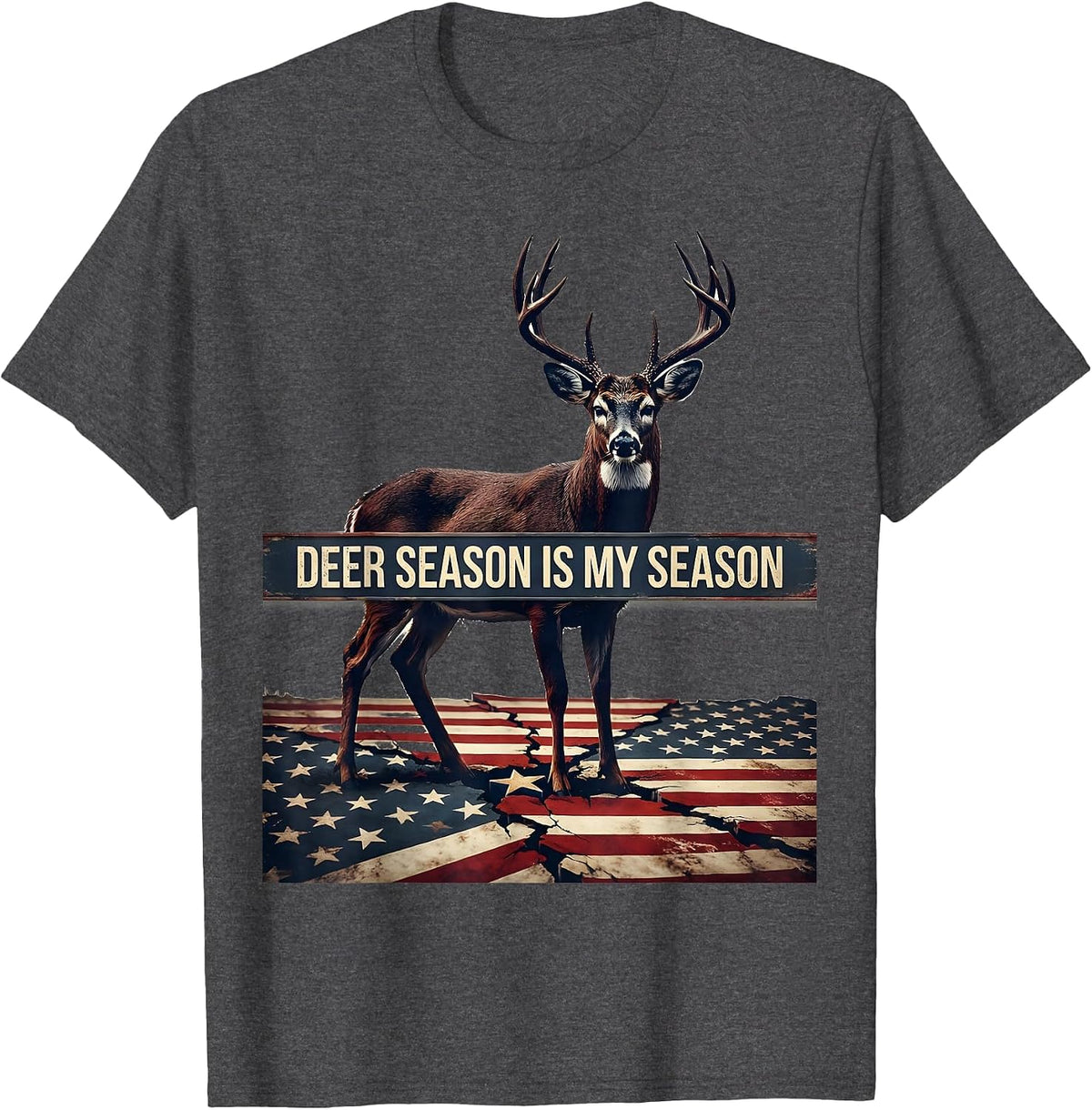 Deer Season Is My Season Camo Dad Deer Hunting Humor T-Shirt - Dark Heather Grey