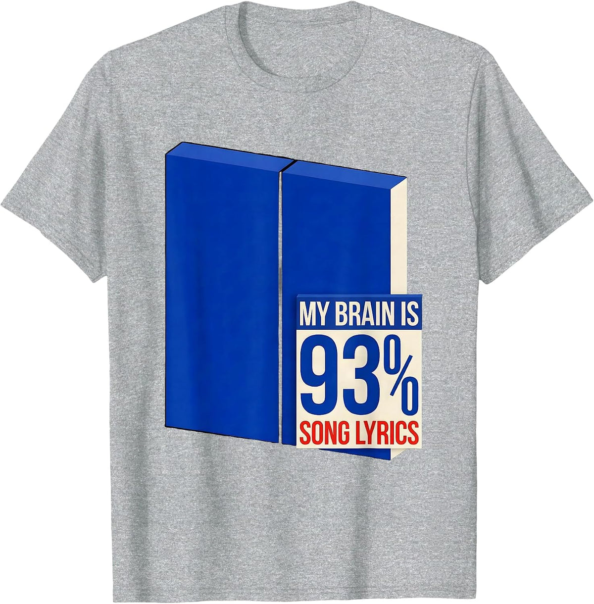 Men's My Brain Is 93% Song Lyrics Funny Music Lover Singer T-Shirt - Heather Grey