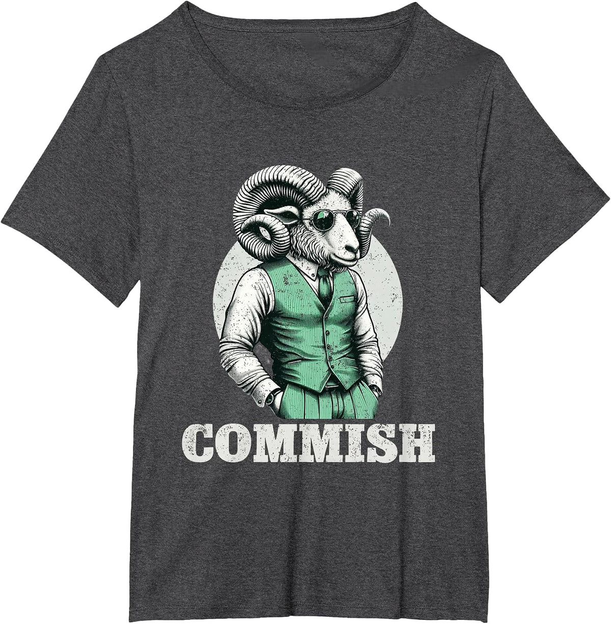 Fantasy Football Commissioner Funny Draft Goat Commish T-Shirt - Dark Heather Grey