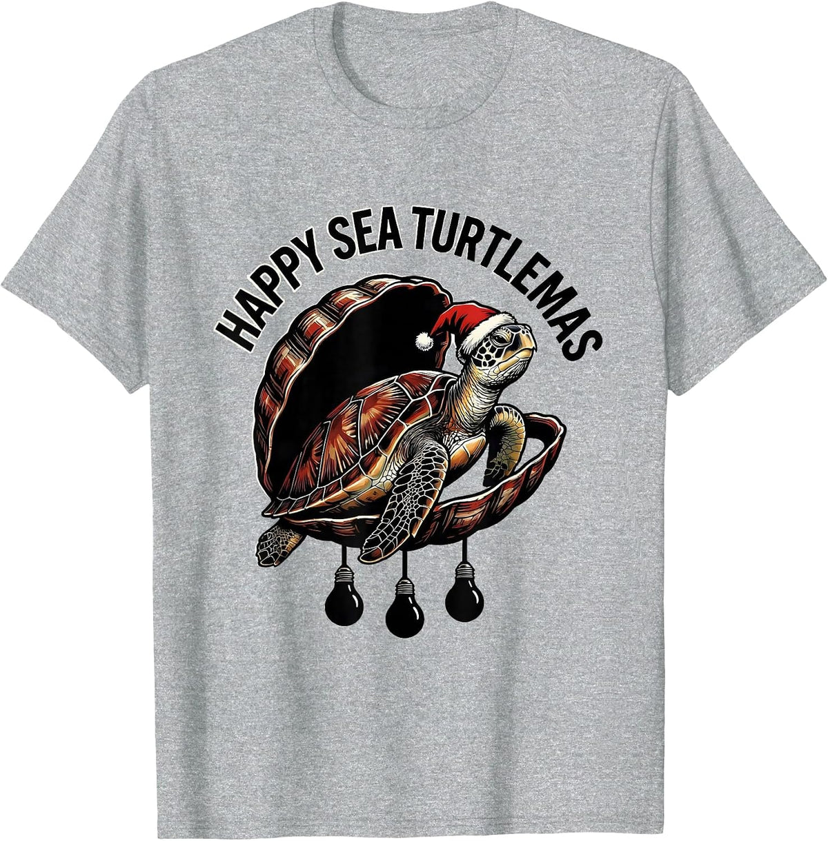 Men's Happy Sea Turtlemas Whimsical Sea Turtle Lover Christmas T-Shirt - Heather Grey