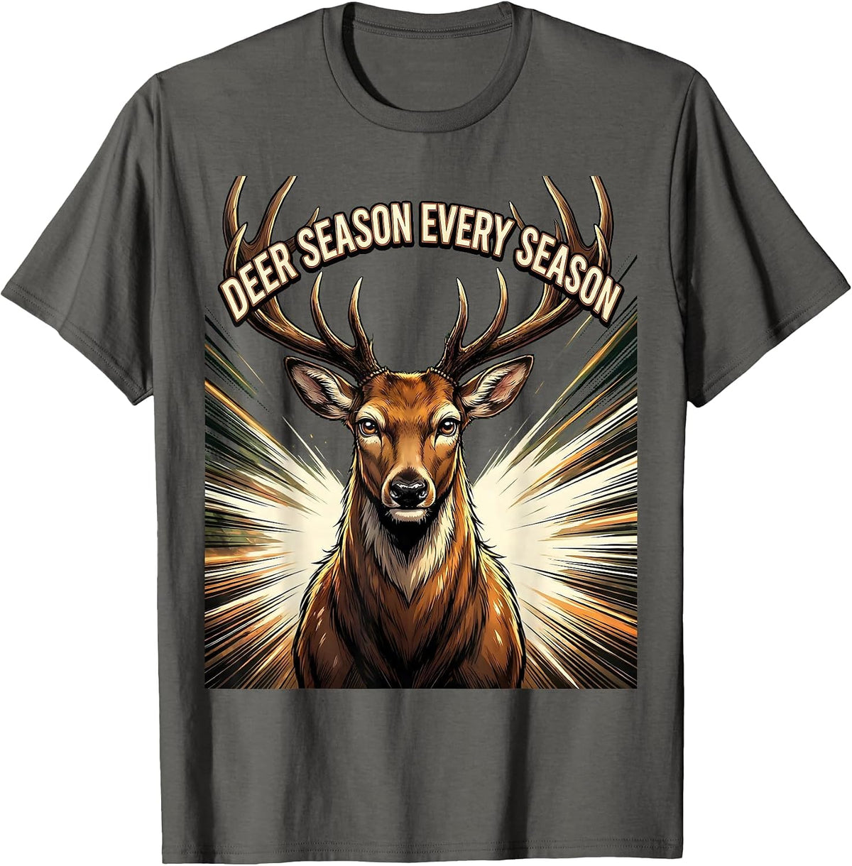 Deer Season Every Season Hunting Design T-Shirt - Asphalt Grey