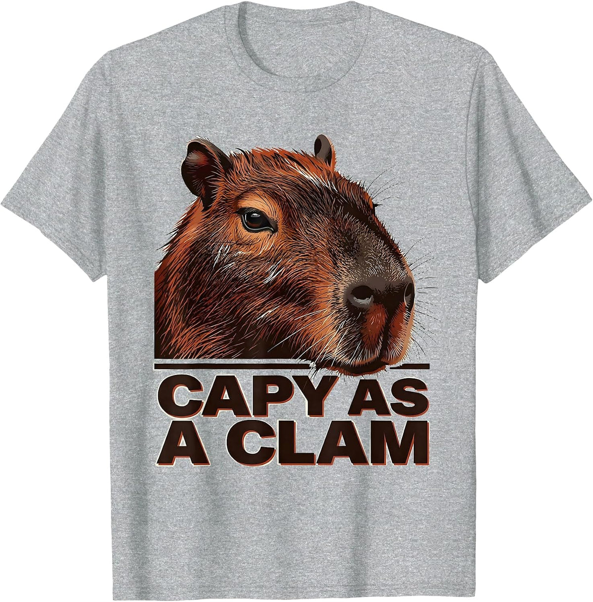 Men's capy as a clam Funny Capybara Meme Gamer Kawaii Humor T-Shirt - Heather Grey