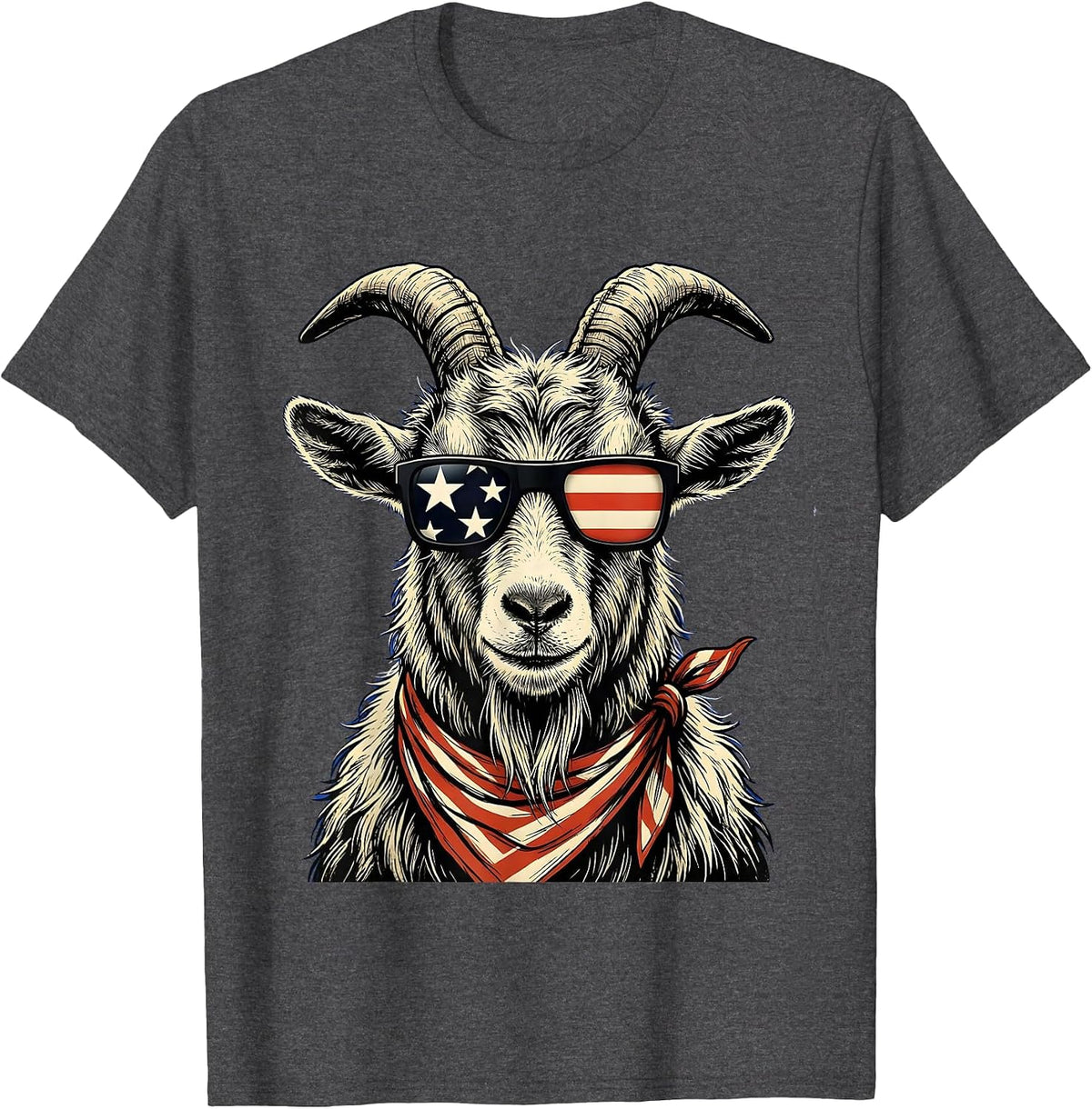Shaggy Goat Sunglasses Animal Humor Novelty T-Shirt - Dark Heather Grey