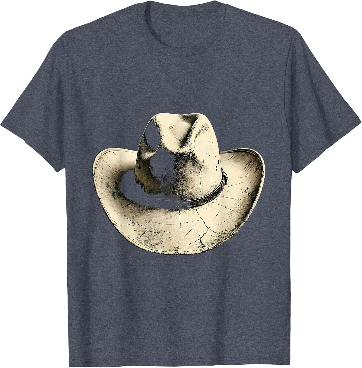 Wildflower Cowboy Hat Western Boho Illustration T-Shirt - Heather Blue
