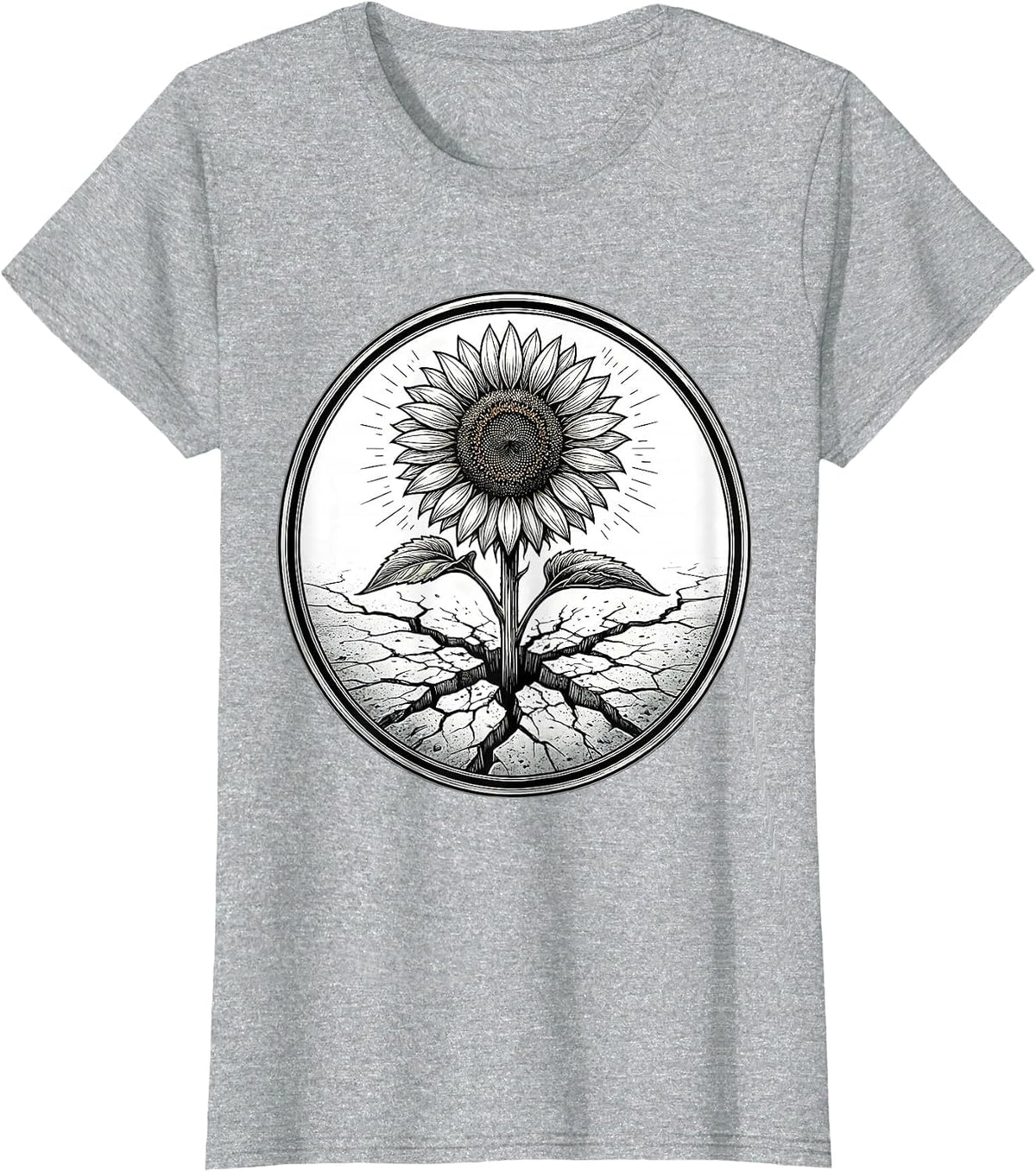 Women's School Counselor Sunflower Through Pavement Design T-Shirt - Heather Grey
