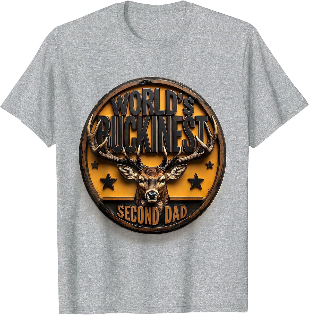Men's World's Buckinest Second Dad Funny Deer Hunting Dad Joke T-Shirt - Heather Grey