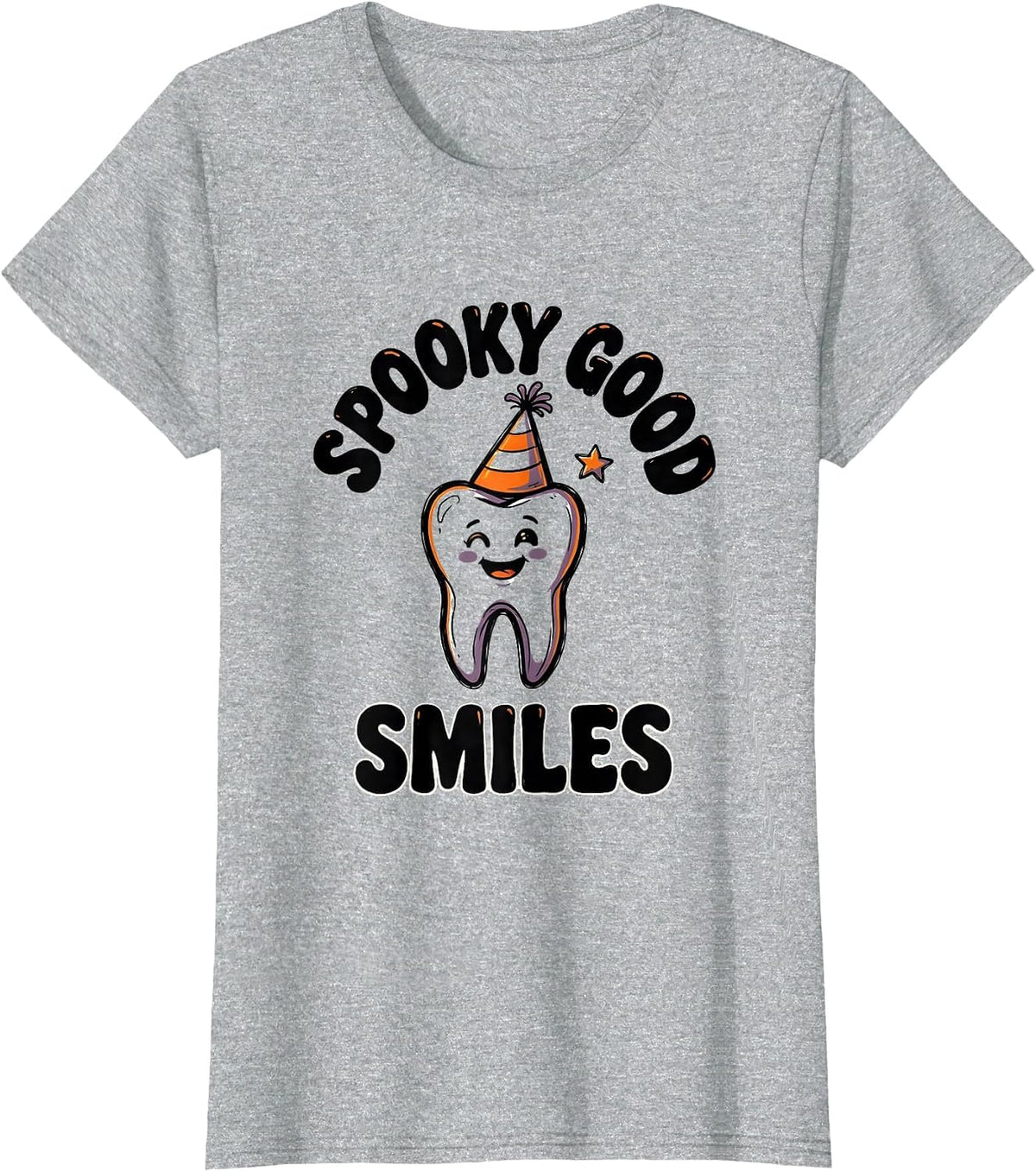 Spooky Good Smiles Funny Dental Squad Halloween Costume T-Shirt - Heather Grey