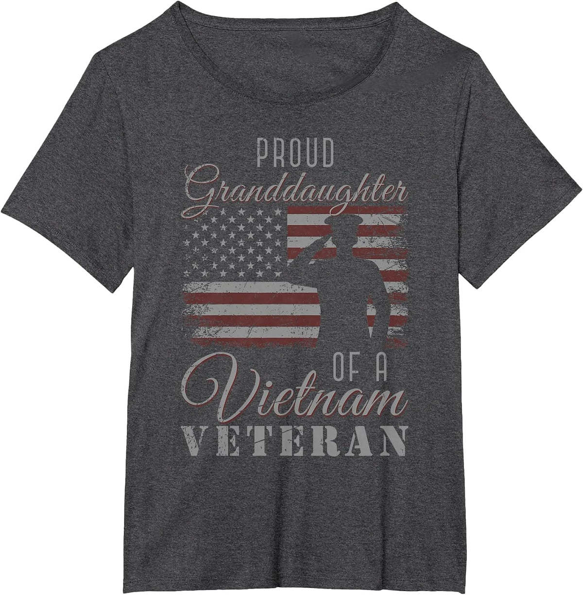 Proud Granddaughter US Flag 4th of July Vietnam Veteran T-Shirt - Dark Heather Grey