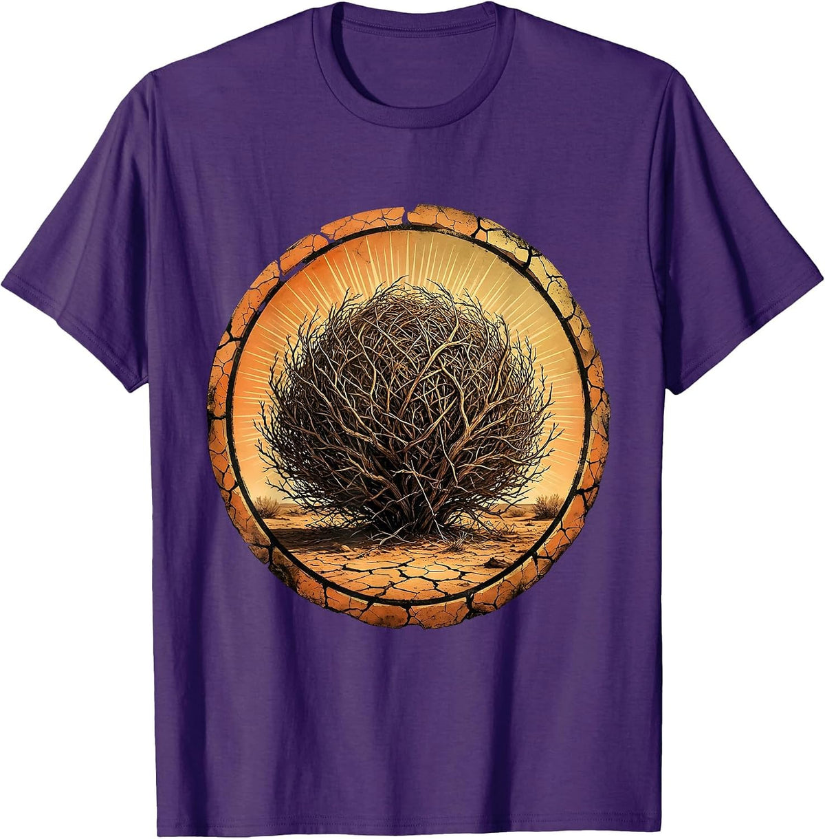 Tumbleweed Cracked Earth Western Desert Graphic T-Shirt - Purple