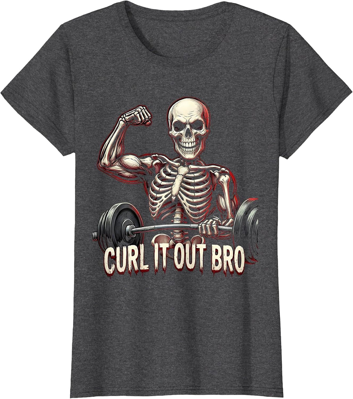 Women's Curl It Out Bro Funny Gym Workout Design T-Shirt - Dark Heather Grey