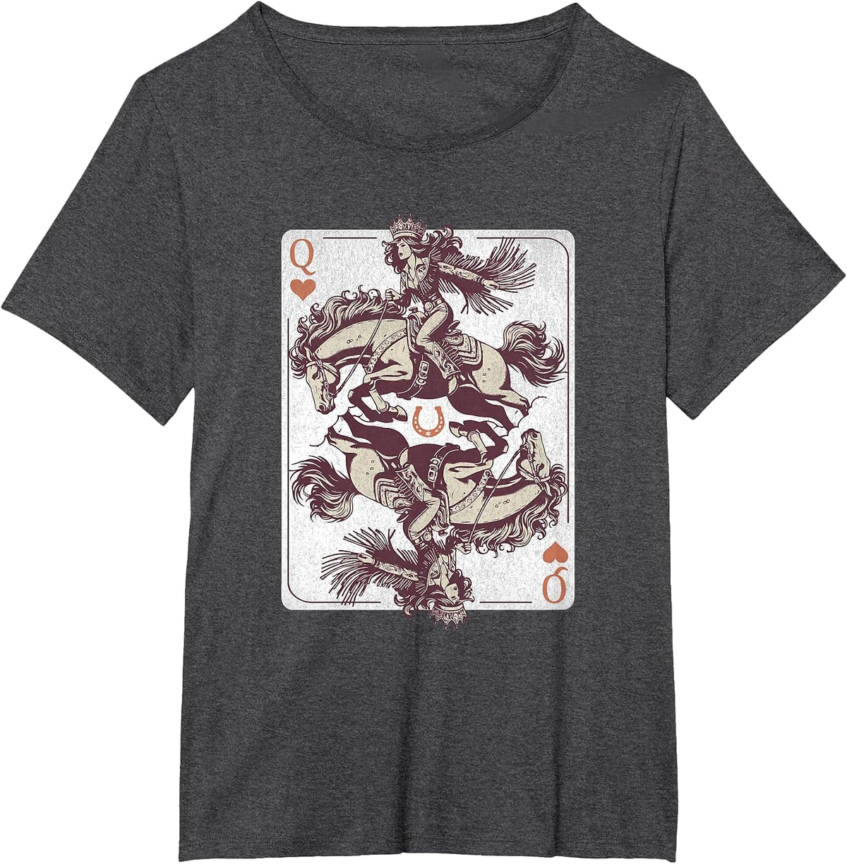 Cowgirl Queen of Hearts – Western Rodeo Card Design Boho T-Shirt - Dark Heather Grey