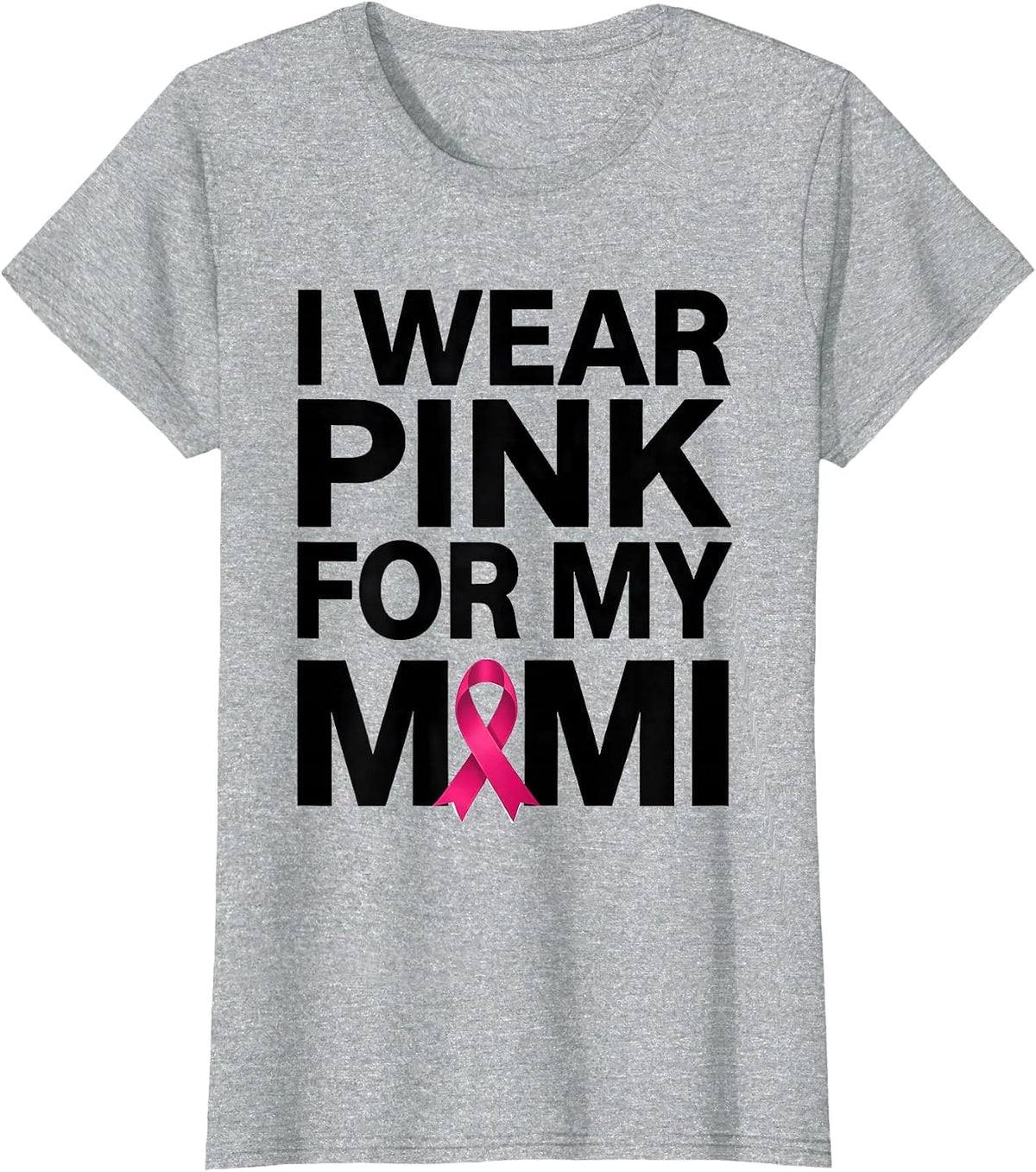 Women's I Wear Pink For My Mimi Funny Breast Cancer Awareness Tough T-Shirt - Heather Grey