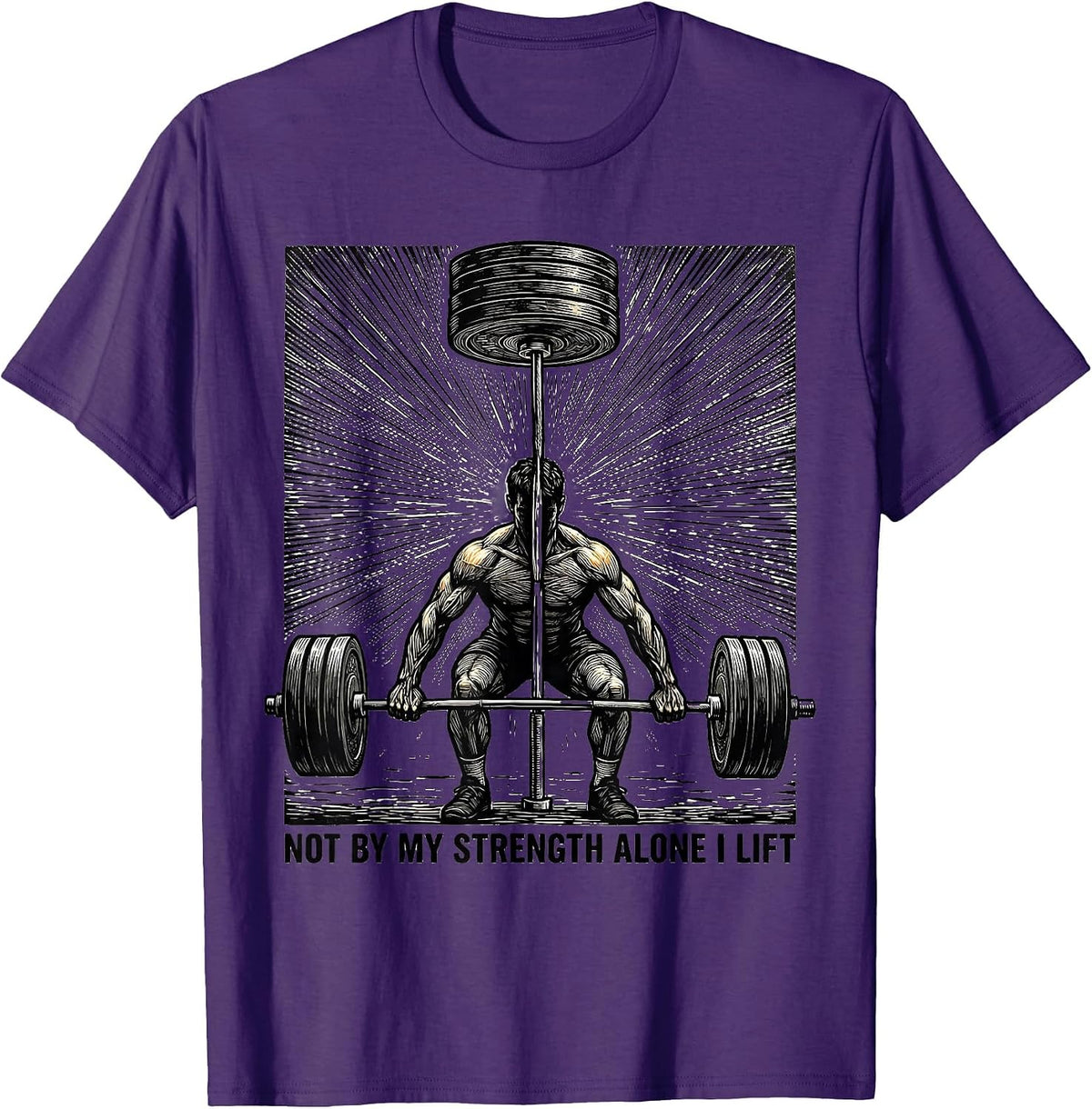 Men's Not By My Strength Alone I Lift Funny Christian Gym T-Shirt - Purple
