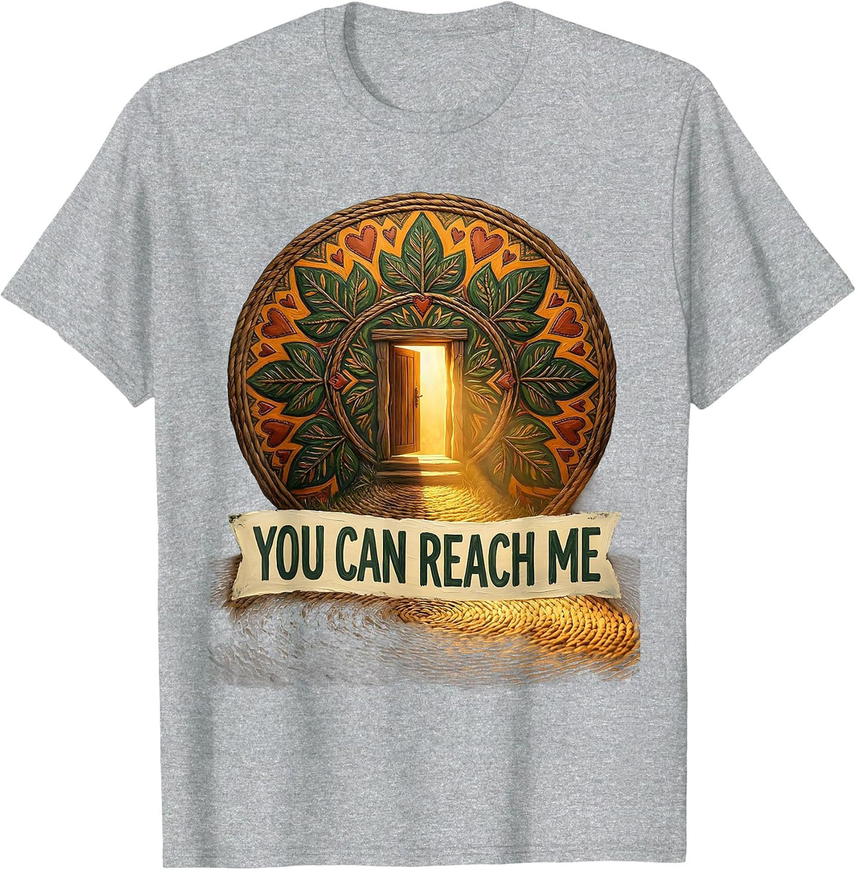 Men's You Can Reach Me Folk Art School Counselor Student Support T-Shirt - Heather Grey