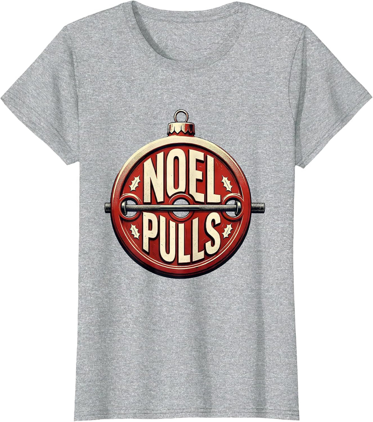 Noel Pulls Funny Gym Bodybuilding Christmas Weightlifting T-Shirt - Heather Grey
