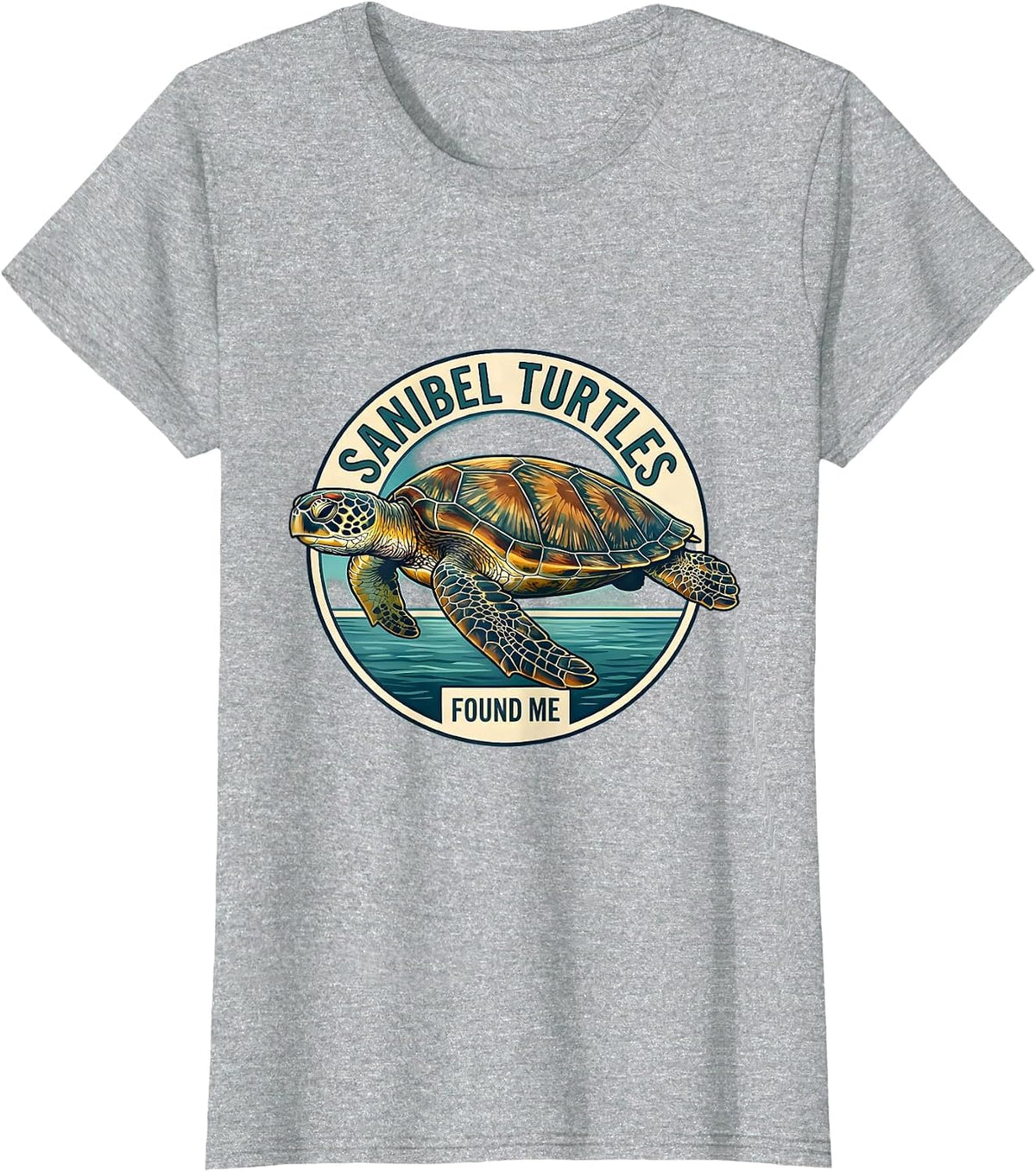 Women's Sanibel Turtles Found Me Sea Turtle Lover Beach Souvenir T-Shirt - Heather Grey