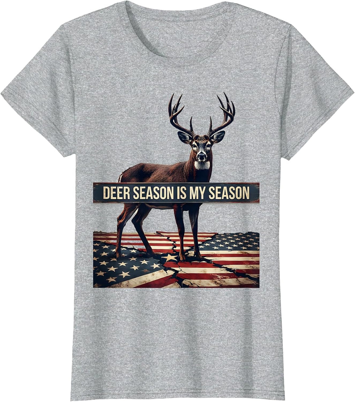 Deer Season Is My Season Camo Dad Deer Hunting Humor T-Shirt - Heather Grey