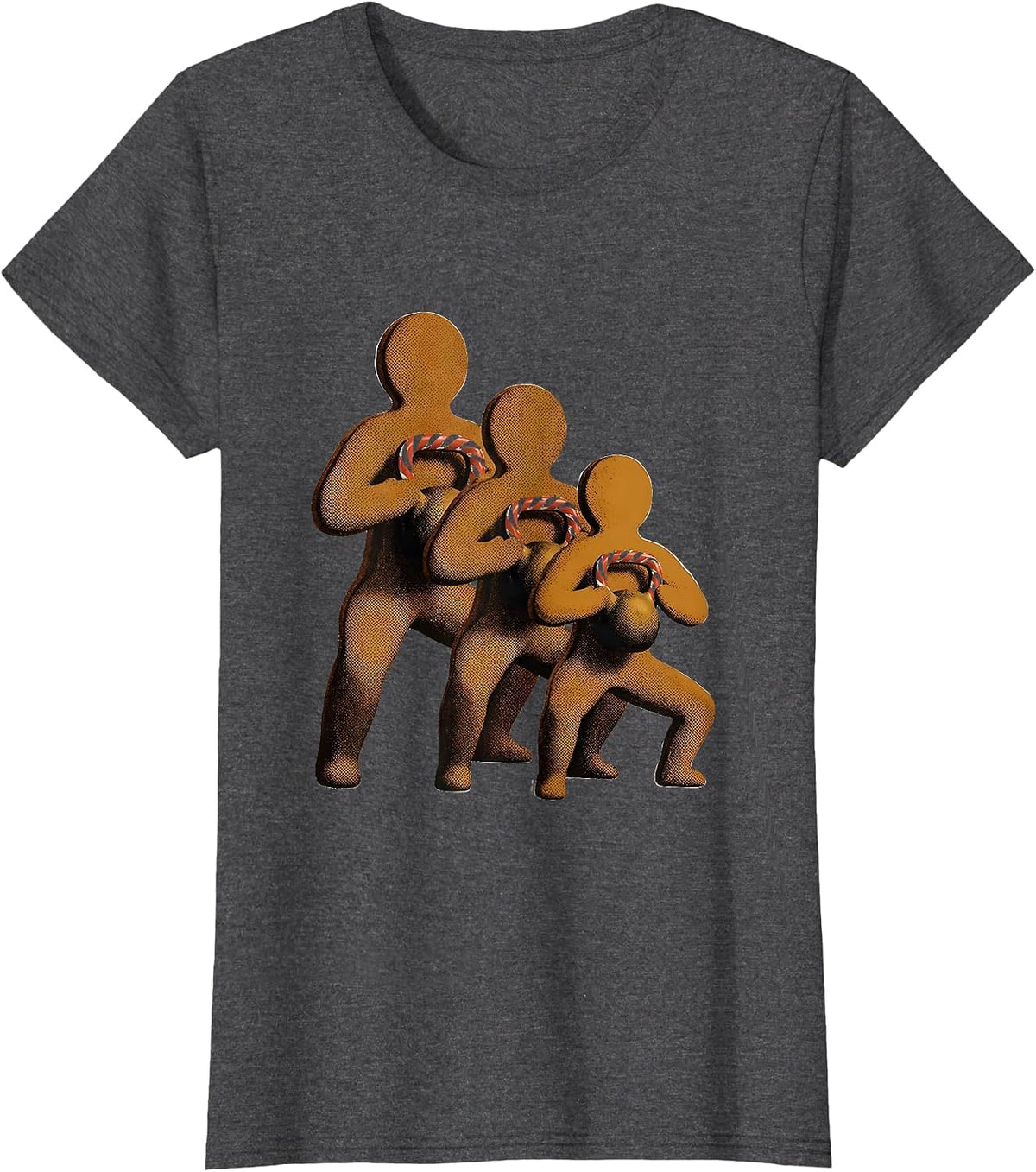 Women's Gingershred Funny Gingerbread Man Gym Weightlifting T-Shirt - Dark Heather Grey