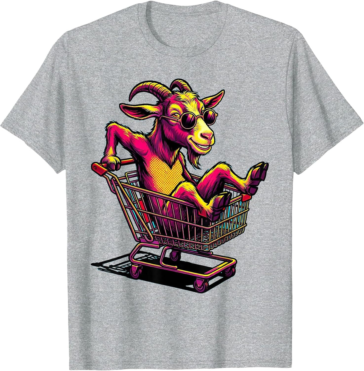 Men's Goat in Sunglasses Shopping Cart Climber T-Shirt - Heather Grey