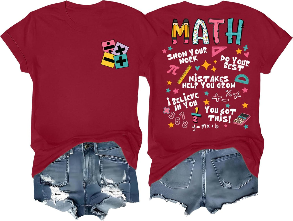 Math Teacher Shirt Funny Math Tshirts for Teachers for Women Men - Wine