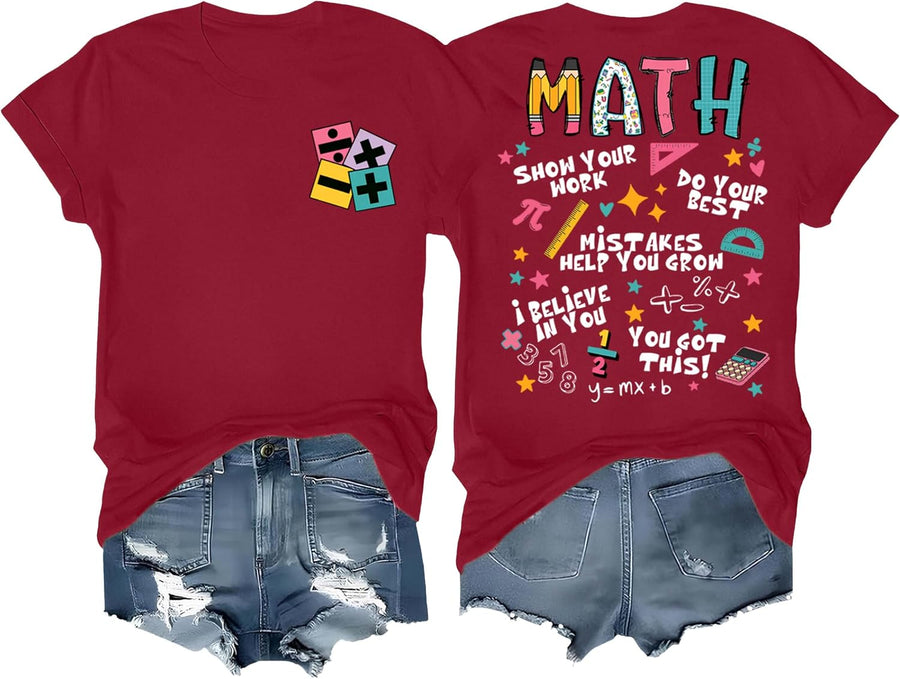 Math Teacher Shirt Funny Math Tshirts for Teachers for Women Men - Wine