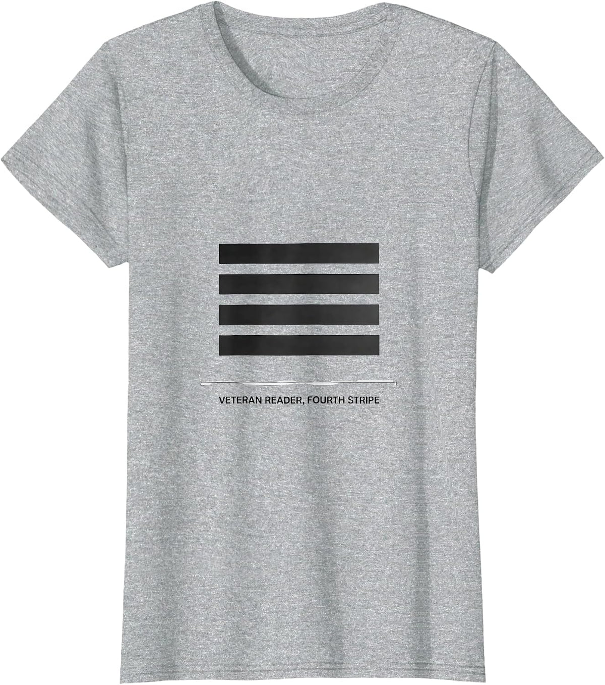 Women's Veteran Reader Fourth Stripe Minimalist Bookworm Reader T-Shirt - Heather Grey