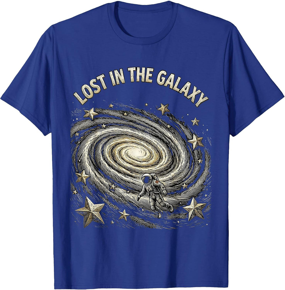 Men's Lost in the Galaxy Cosmic Space Design T-Shirt - Royal Blue