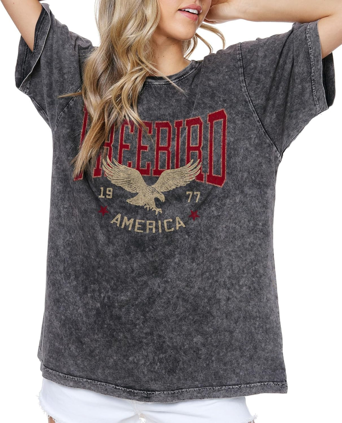 Women's Vintage Graphic Tee, Oversized Fit Mineral Wash T Shirt, Western Boho Casual Top, Country Concert Outfit - Vintage