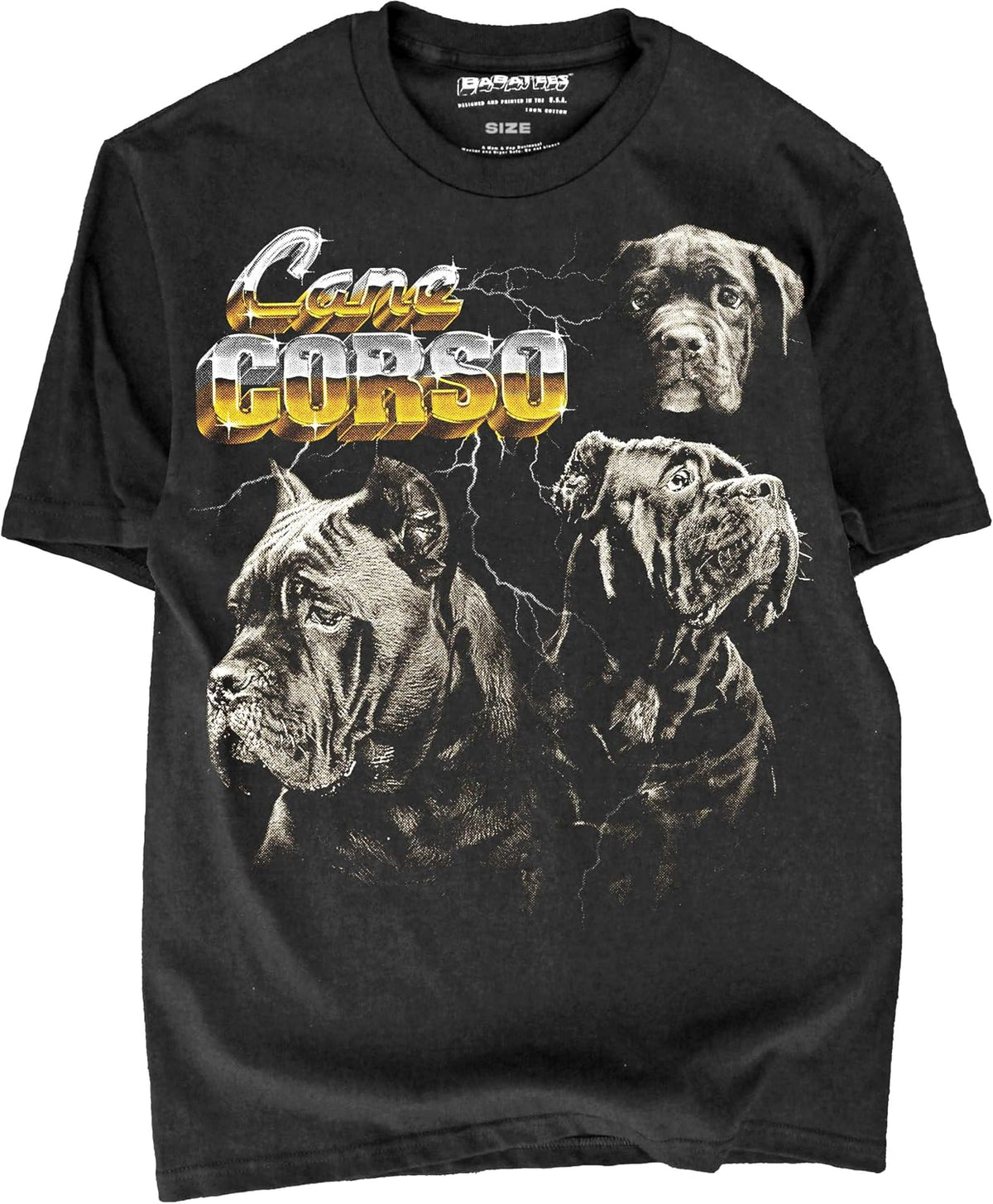 Heavy Metal 80s Animal Black Tshirt - 100% Cotton - for Men & Women - Cane Corso C2