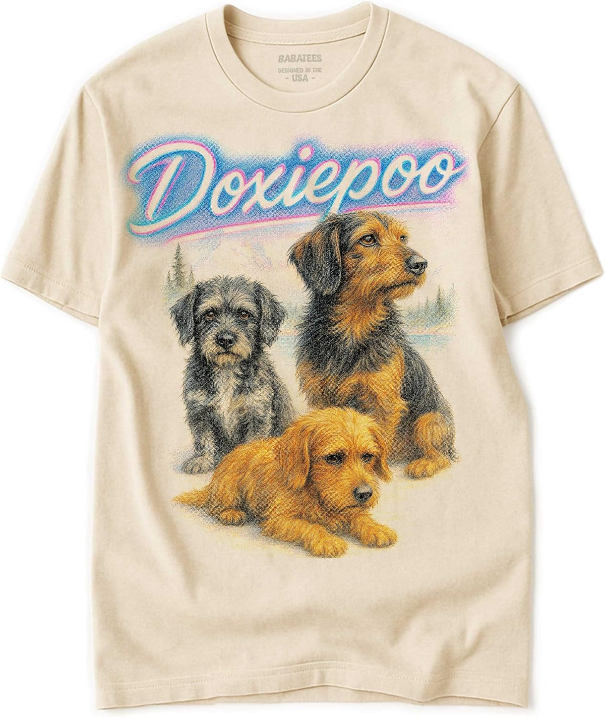 Vintage Tshirt of Mutts - 100% Natural, Raw & Undyed Heavyweight Cotton for Men & Women - Doxiepoo