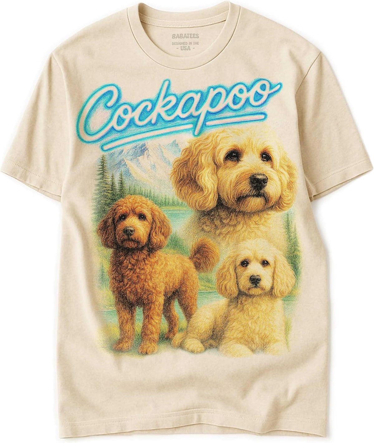 Vintage Tshirt of Mutts - 100% Natural, Raw & Undyed Heavyweight Cotton for Men & Women - Cockapoo