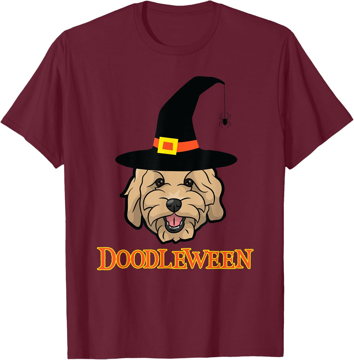 Goldendoodle Halloween - Spooky Golden Doodle Dog T-Shirt - Burgundy