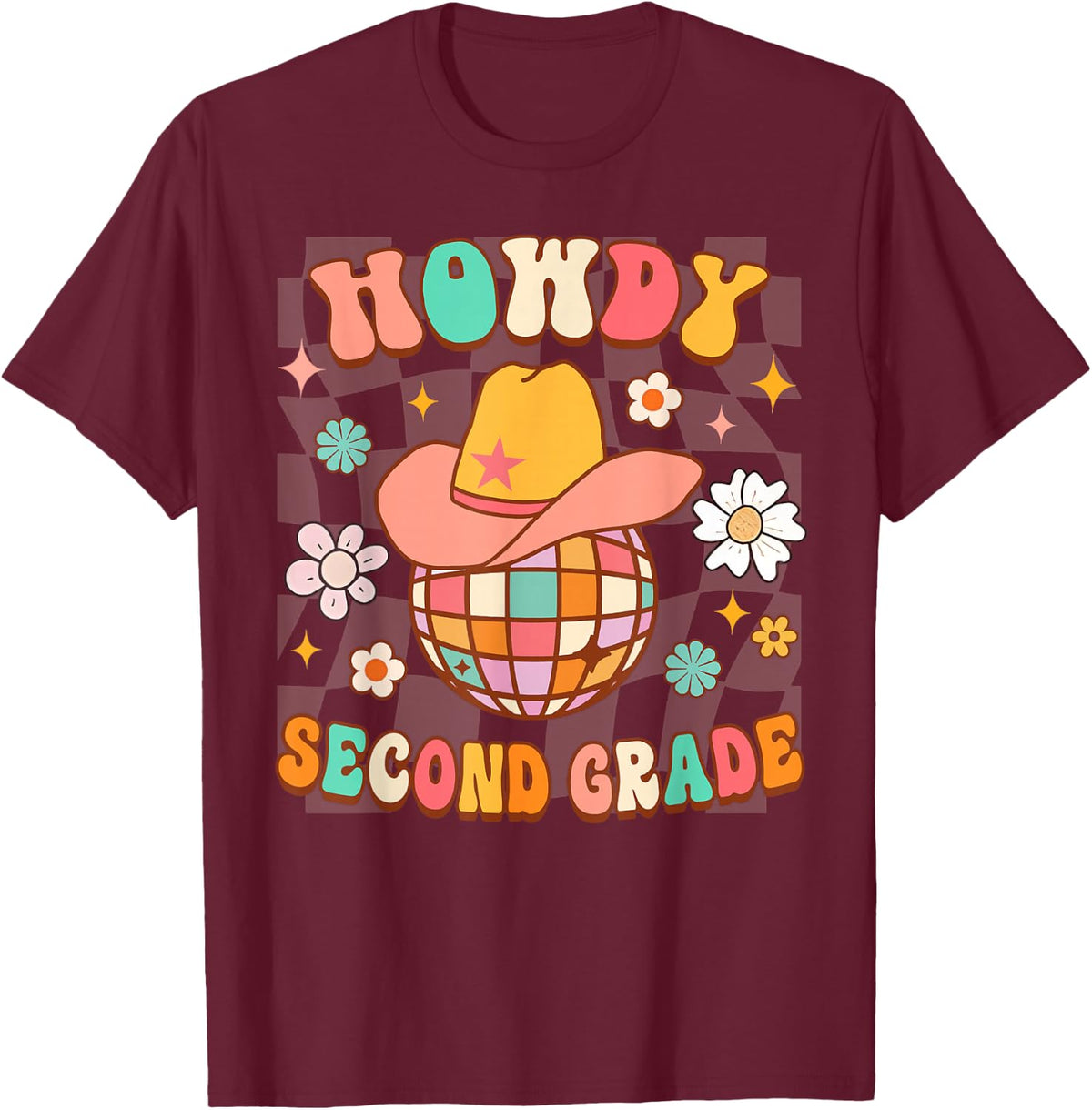 2nd Grade Teacher Rodeo Country Western Howdy Second Grade T-Shirt - Burgundy