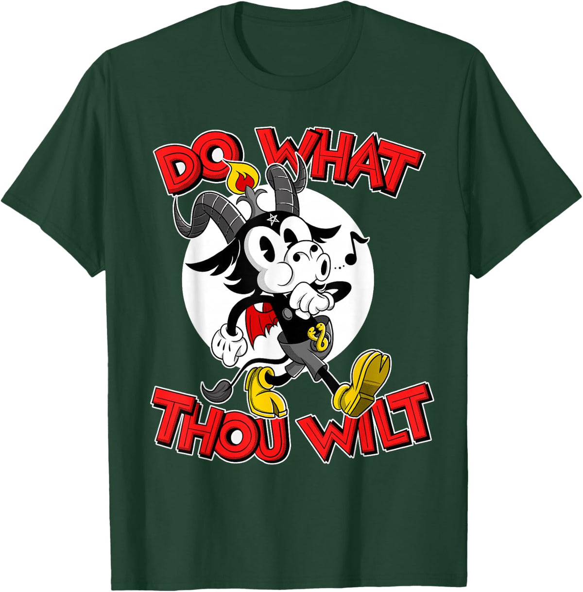 Do What Thou Wilt Baphomet 30s Cartoon Occult Esotericism T-Shirt - Dark Green