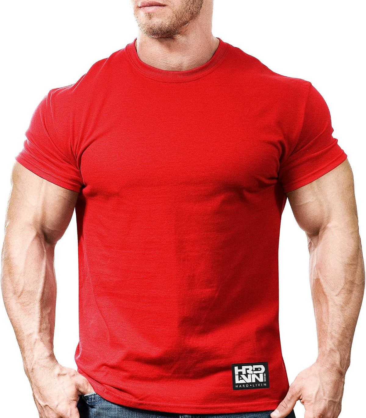 Monsta Clothing Co. Men's Bodybuilding Workout (HRD-LVN Classic-000) Gym T-Shirt - Red