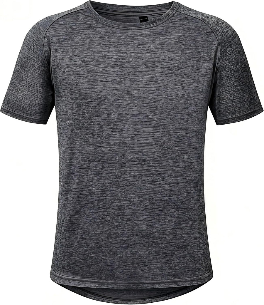 Mens Athletic Running Crew Neck Gym T-Shirts Solid Quick Dry Short Sleeve Moisture Wicking Casual Tops Tee Workout - Gray