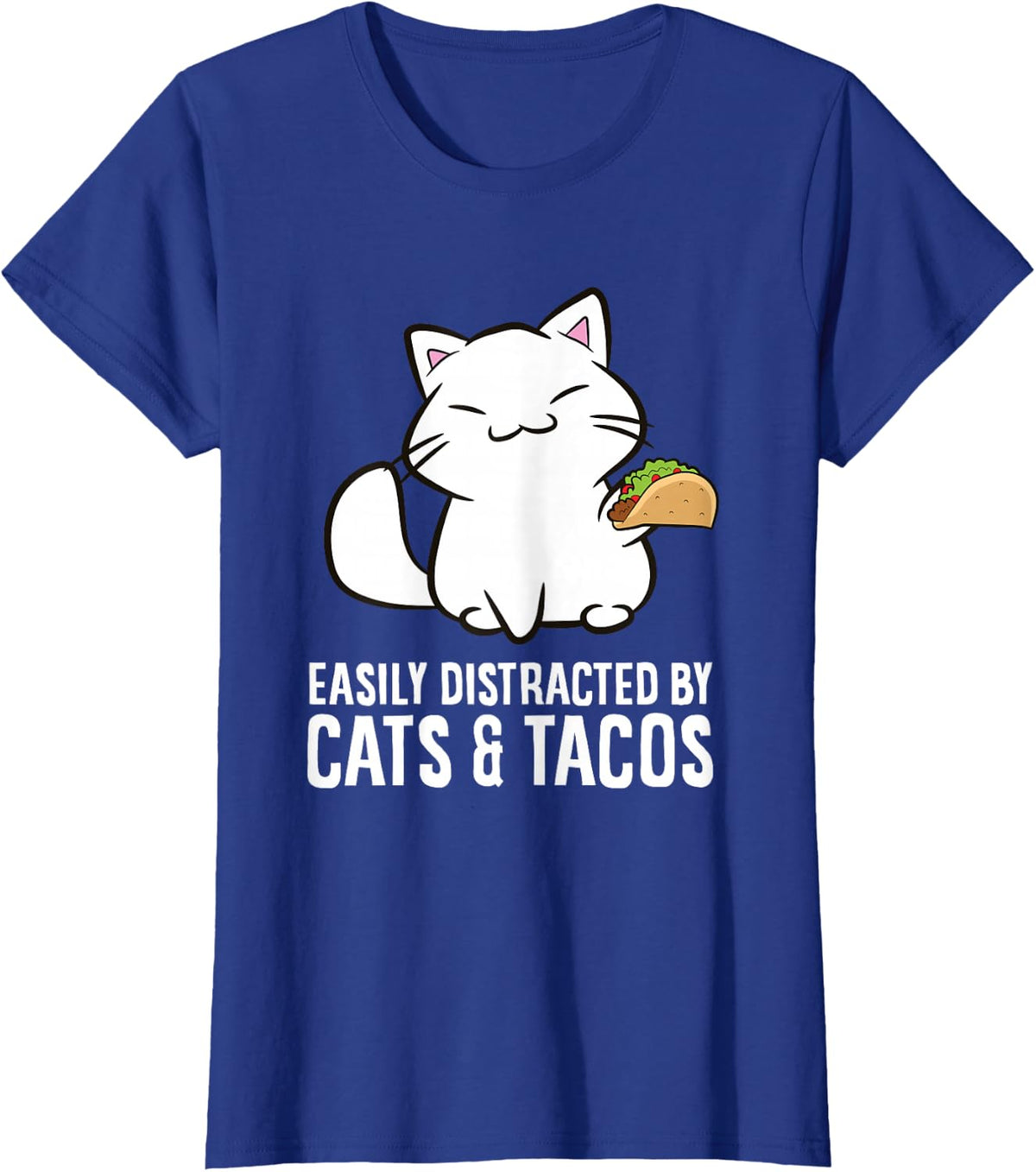 Easily Distracted By Cats And Tacos T-Shirt - Royal Blue