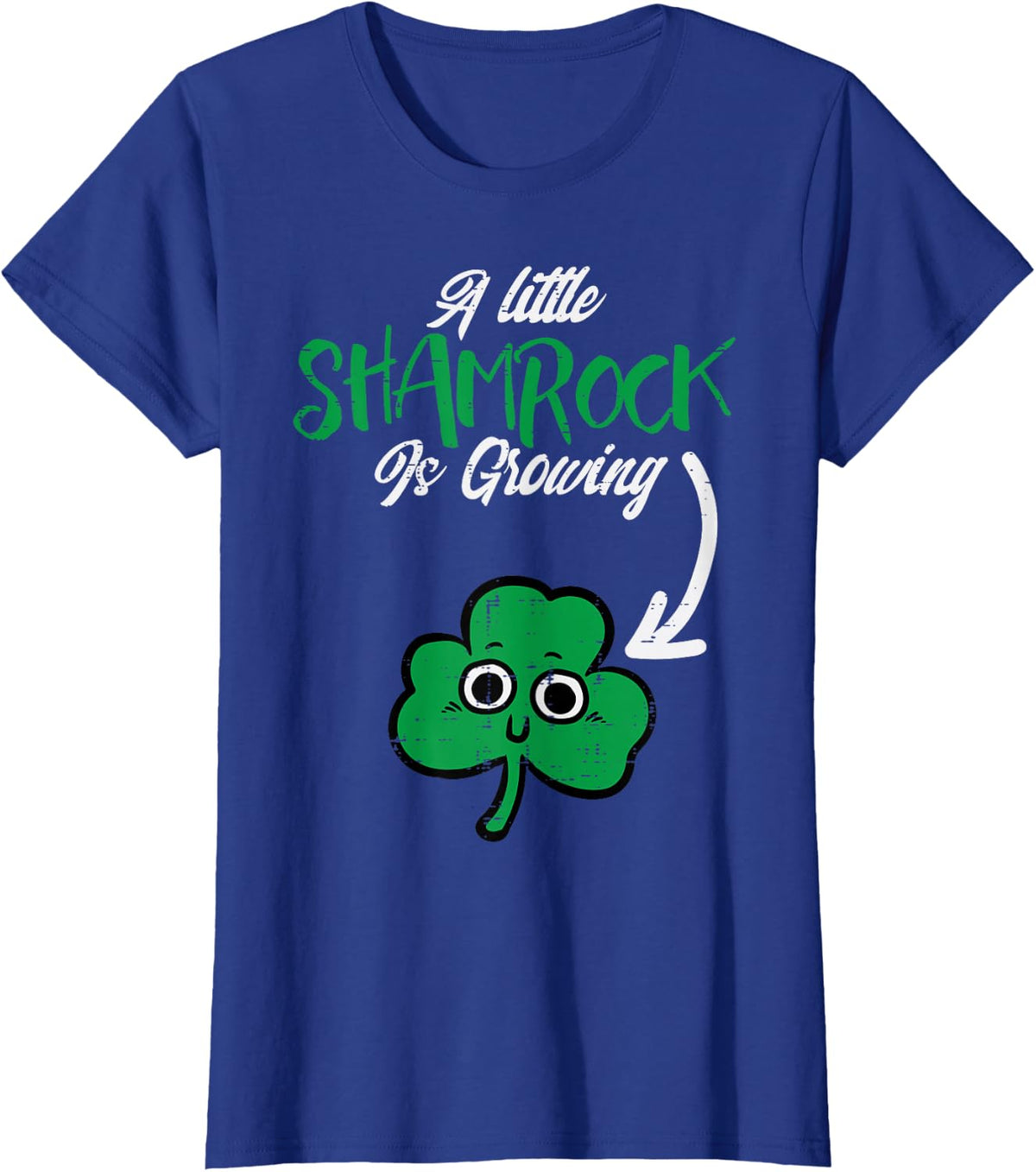 St Patricks Day Pregnancy Little Shamrock Growing Women Mom T-Shirt - Royal Blue