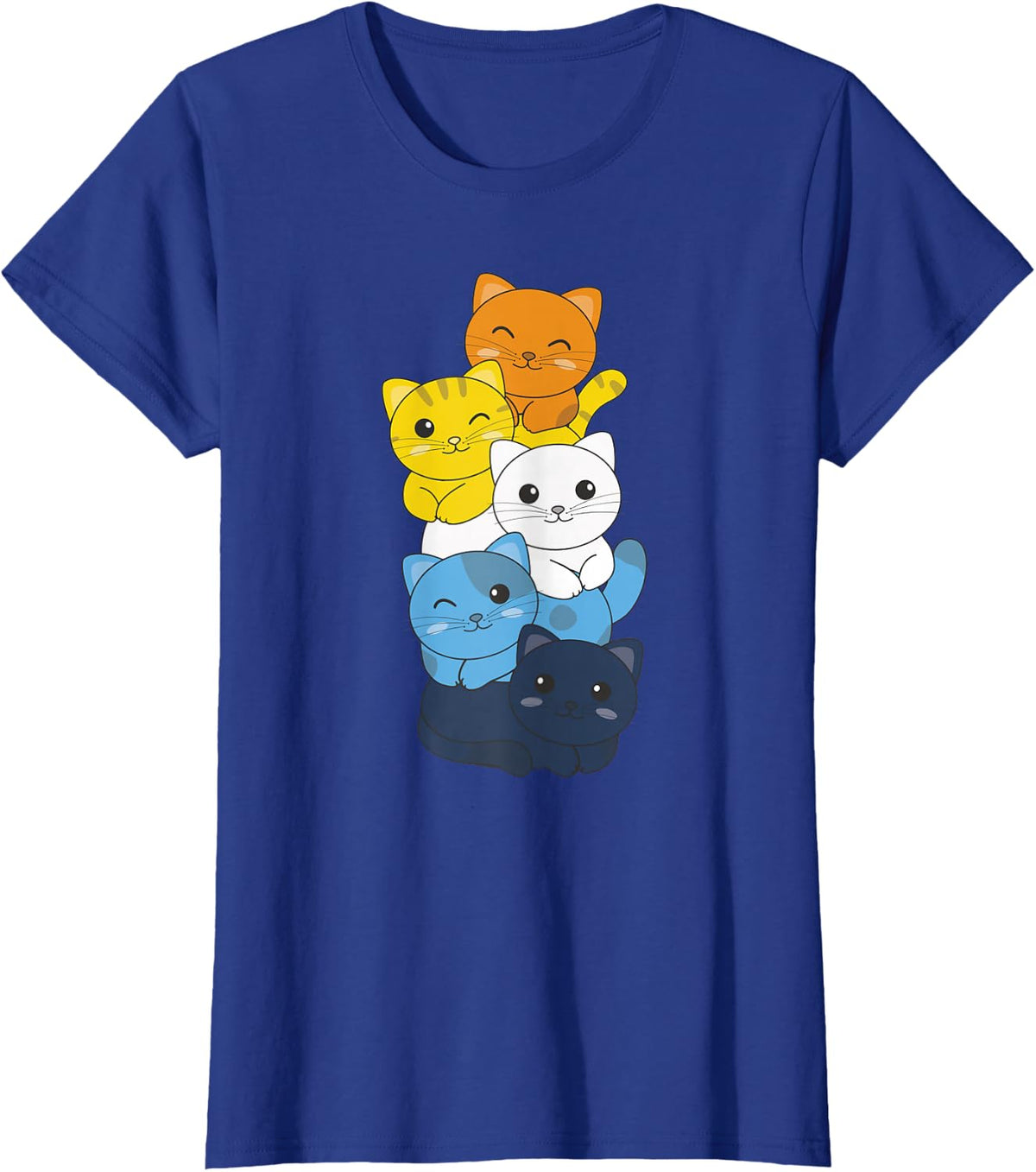 aroace Flag Pile Pride LGBTQ Cats cute aroace cat T-Shirt - Royal Blue