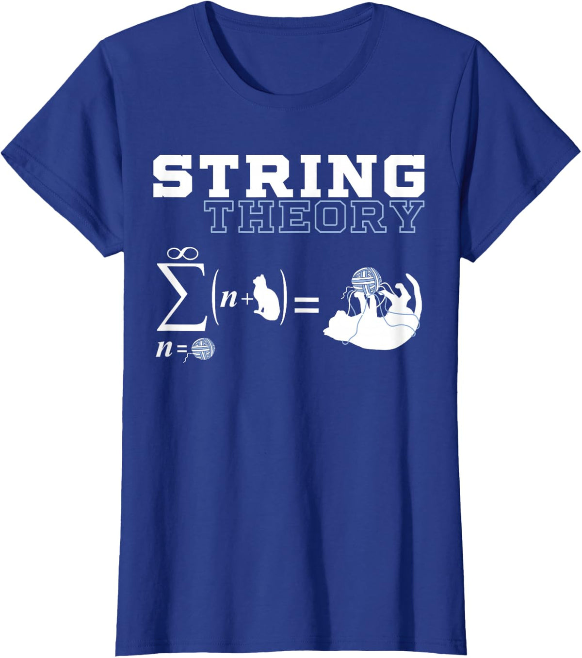 Funny Cat T-shirt | Yarn | String Theory T-Shirt - Royal Blue
