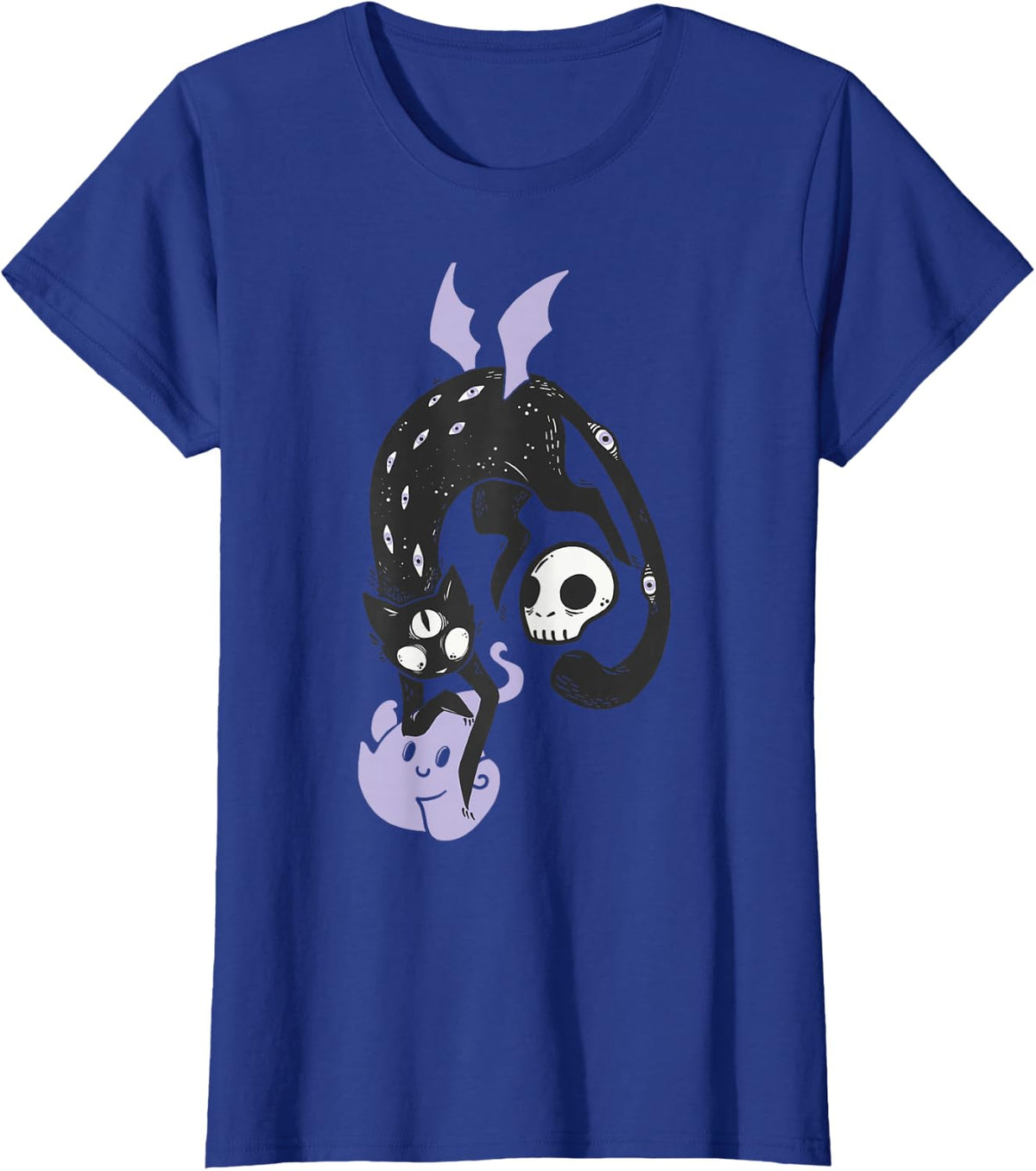 Kawaii Black Cat Art, Pastel Goth Designs T-Shirt - Royal Blue