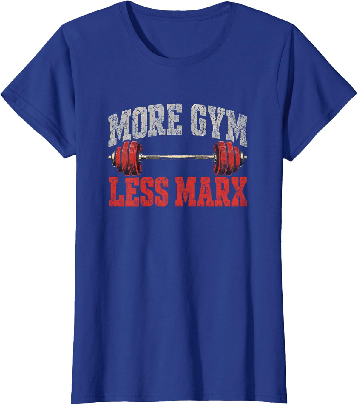 More Gym Less Marx Funny Anti Communist Workout T-Shirt - Royal Blue