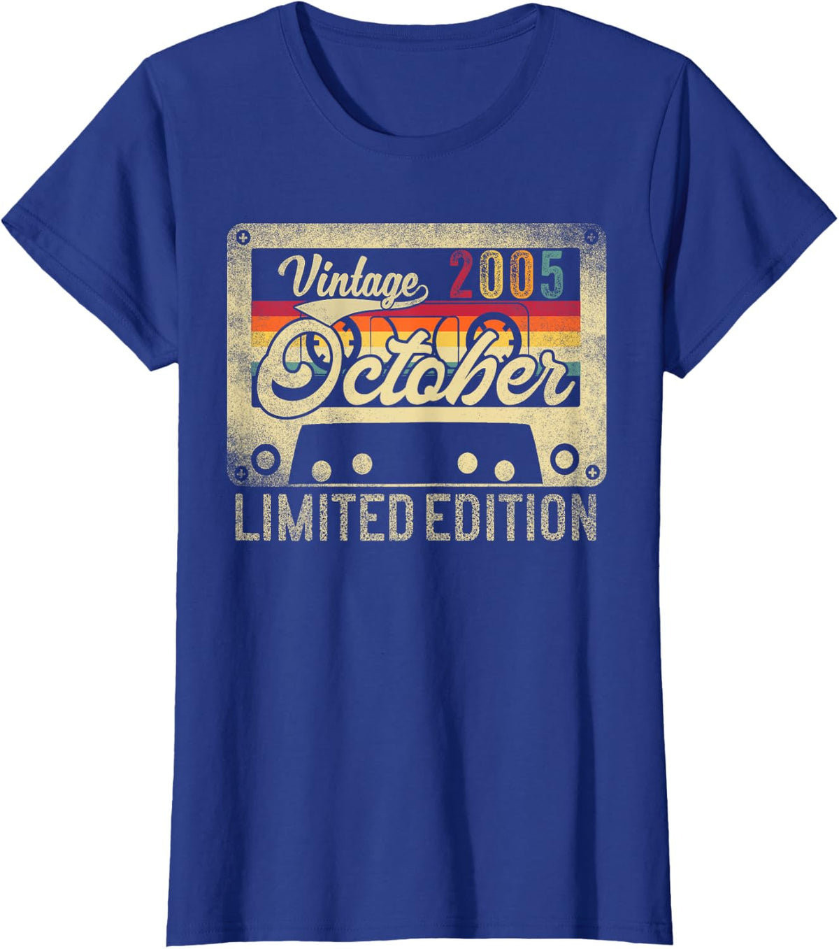 Vintage October 2005 Retro 21st Birthday Limited Edition T-Shirt - Royal Blue