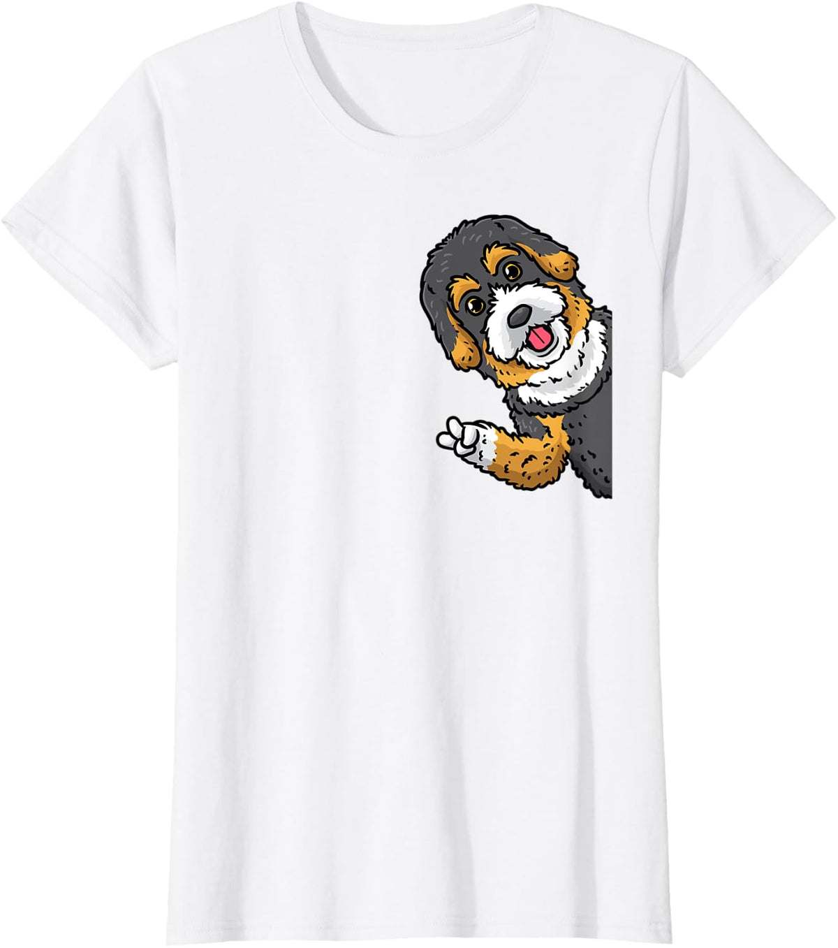 Bernedoodle Dog From Side Men Women Kids T-Shirt - White
