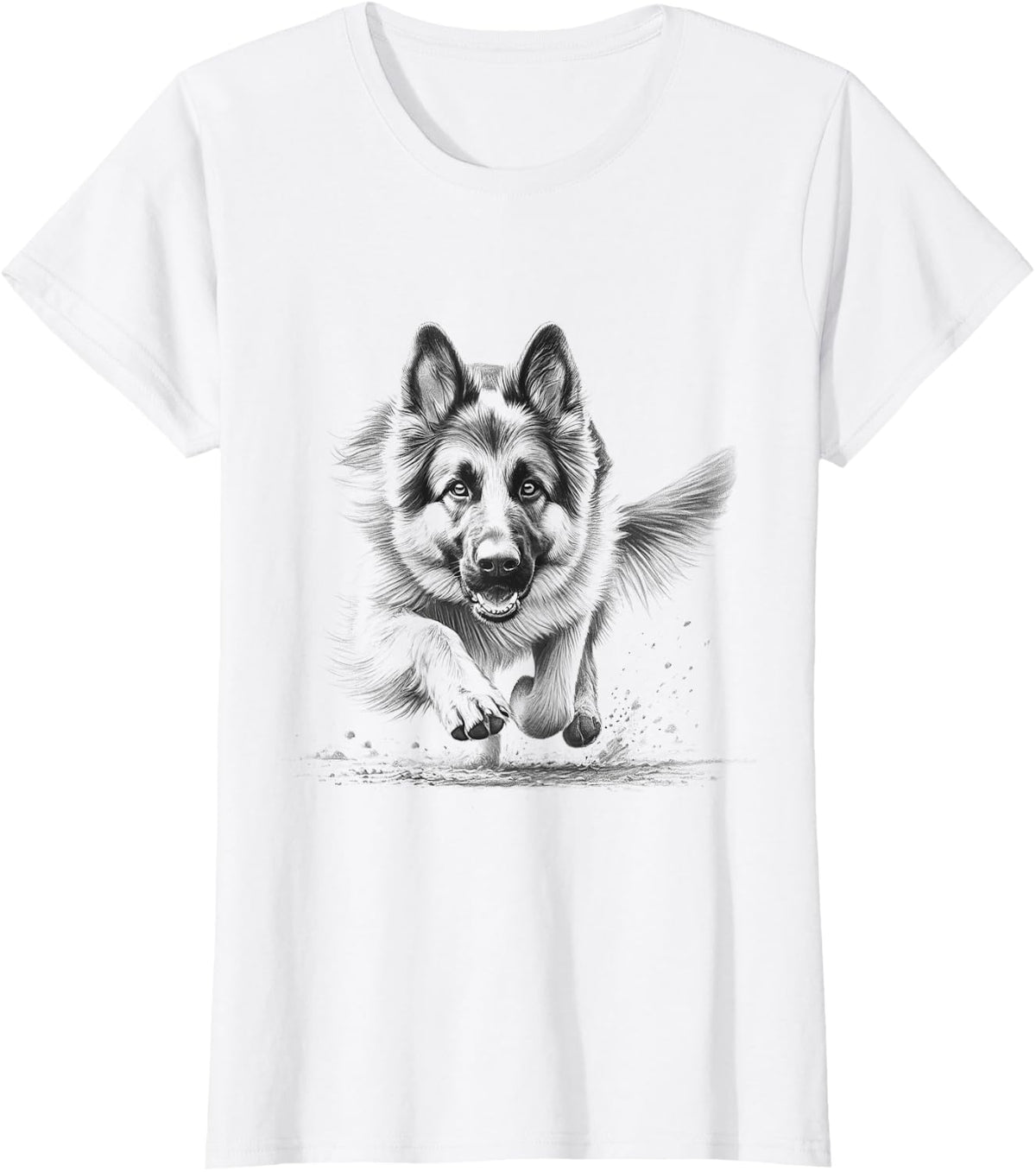 German Shepherd Running Design For Men And Women T-Shirt - White