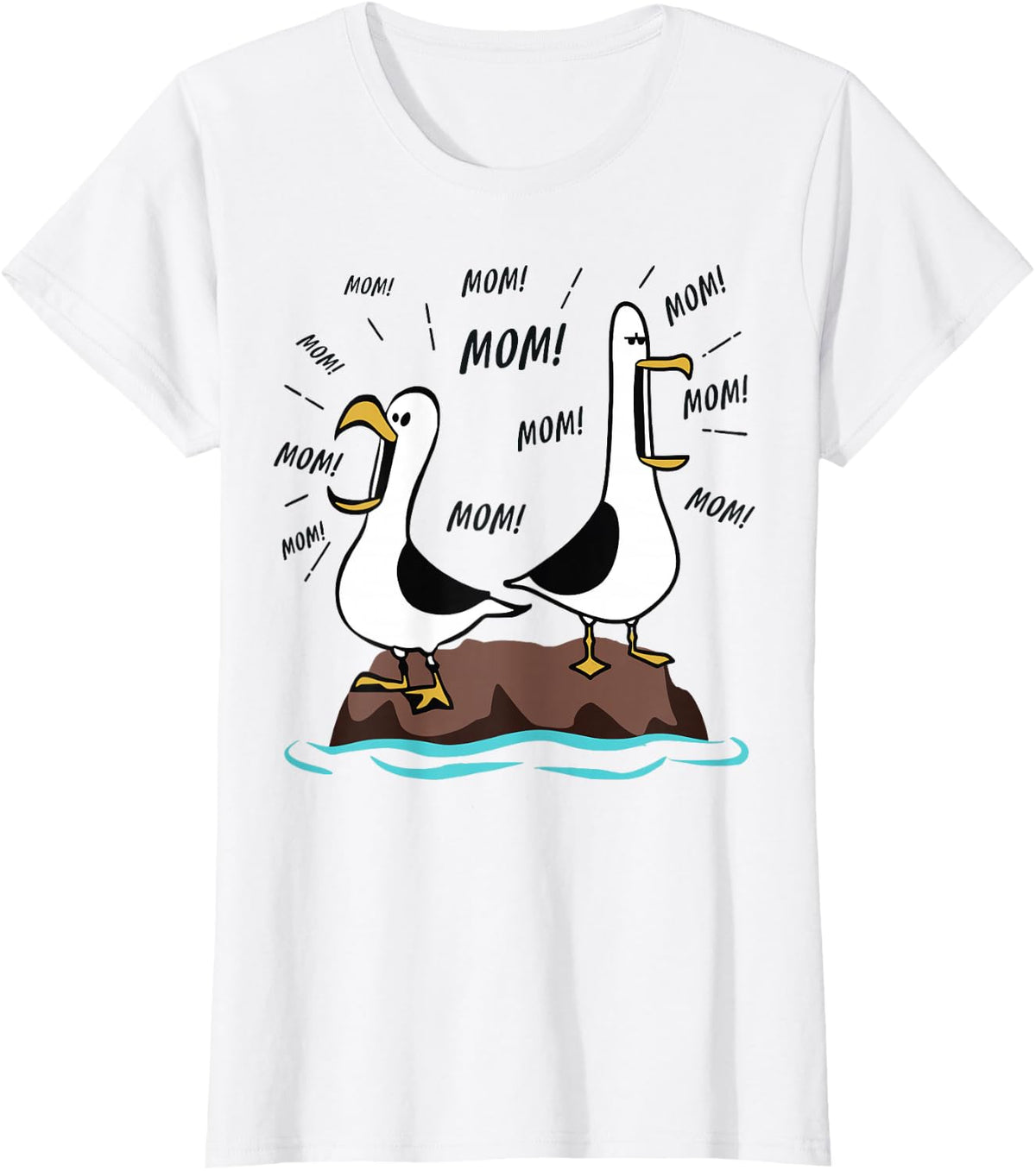Funny Seagull Mom Mom Ocean Life Mother's Day Bird Animal T-Shirt - White