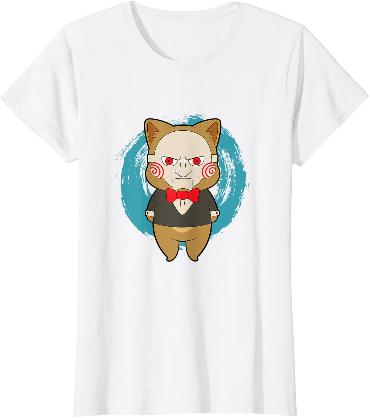 Horror Movie Jigsaw Cat Funny Parody Movie Halloween costume Men Women Kids T-Shirt - White