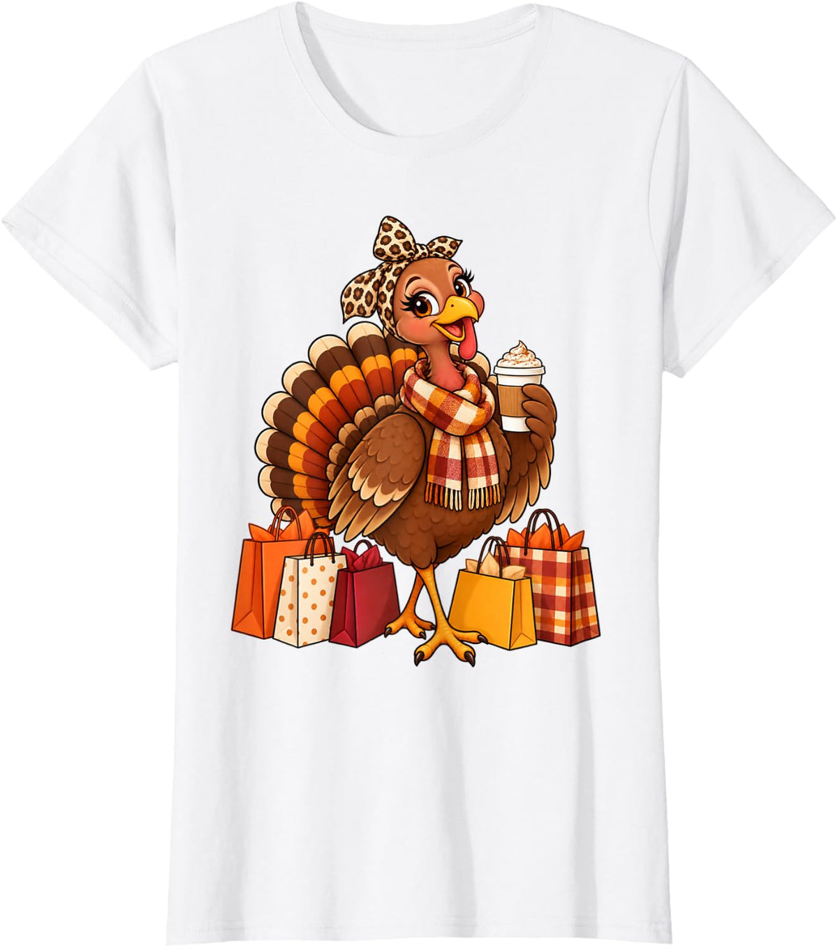 Gobble Mom Turkey Latte Cute Fall Thanksgiving Mama Errands T-Shirt - White