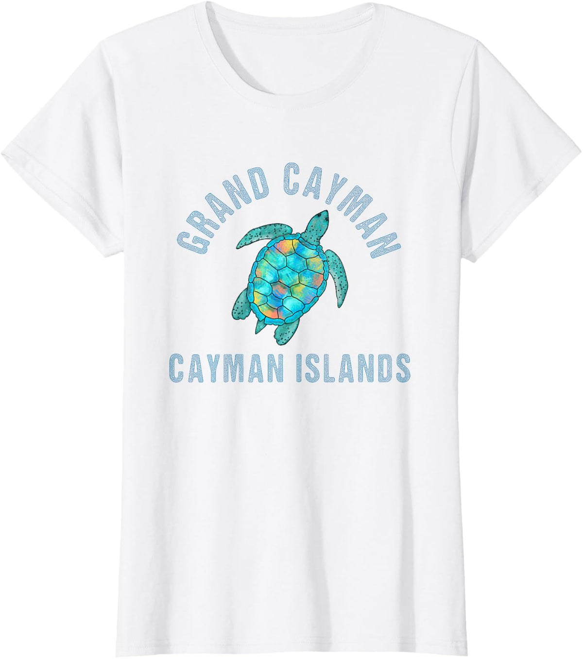 Grand Cayman Beach Design / Sea Turtle Illustration Gift T-Shirt - White