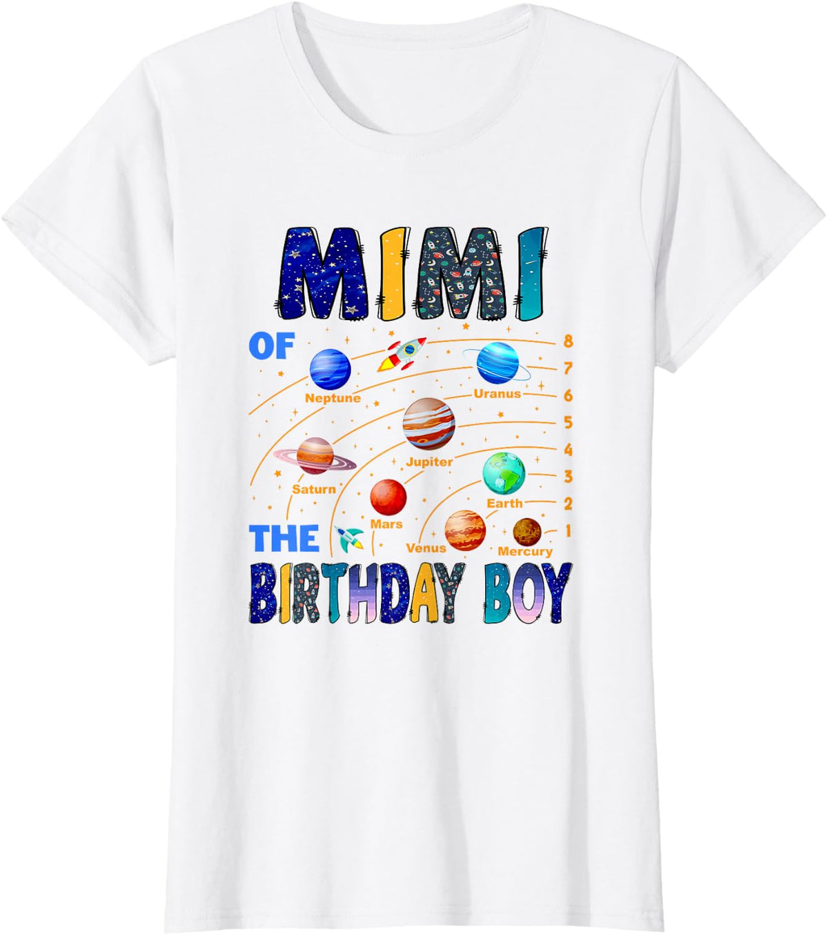Mimi of The Birthday Boy Space Astronaut Family Matching T-Shirt - White